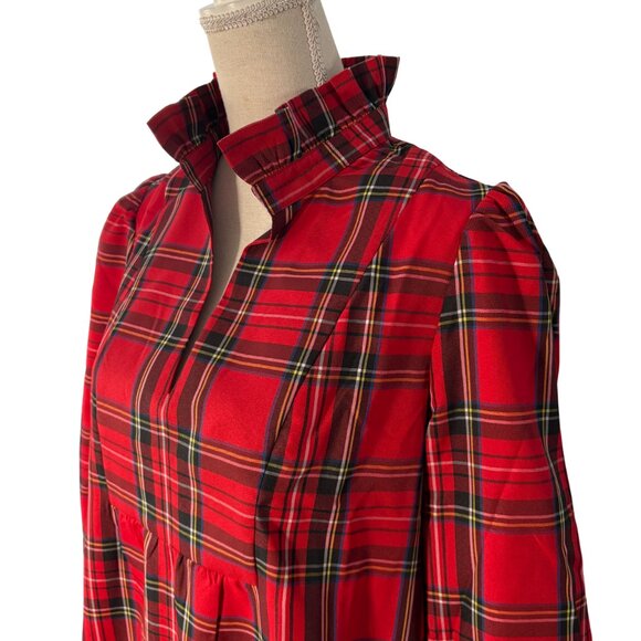Tuckernuck Royal Stewart Tartan Palmerston Dress L large plaid ruffle collar - Picture 7 of 12